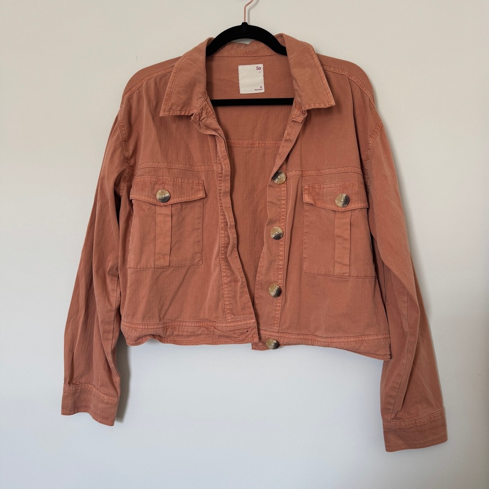 SO Cropped Utility Jacket Twill Buttons‎ Dusty Rose Size M